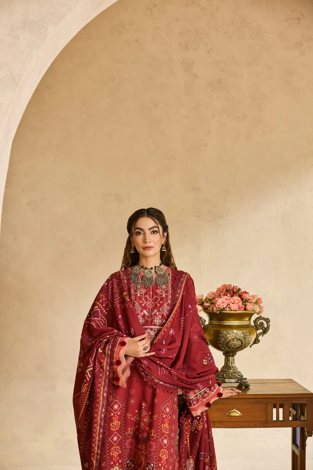 Florent one-nation Digital Printed Embroidered 3 piece stitched suit FON - 4A