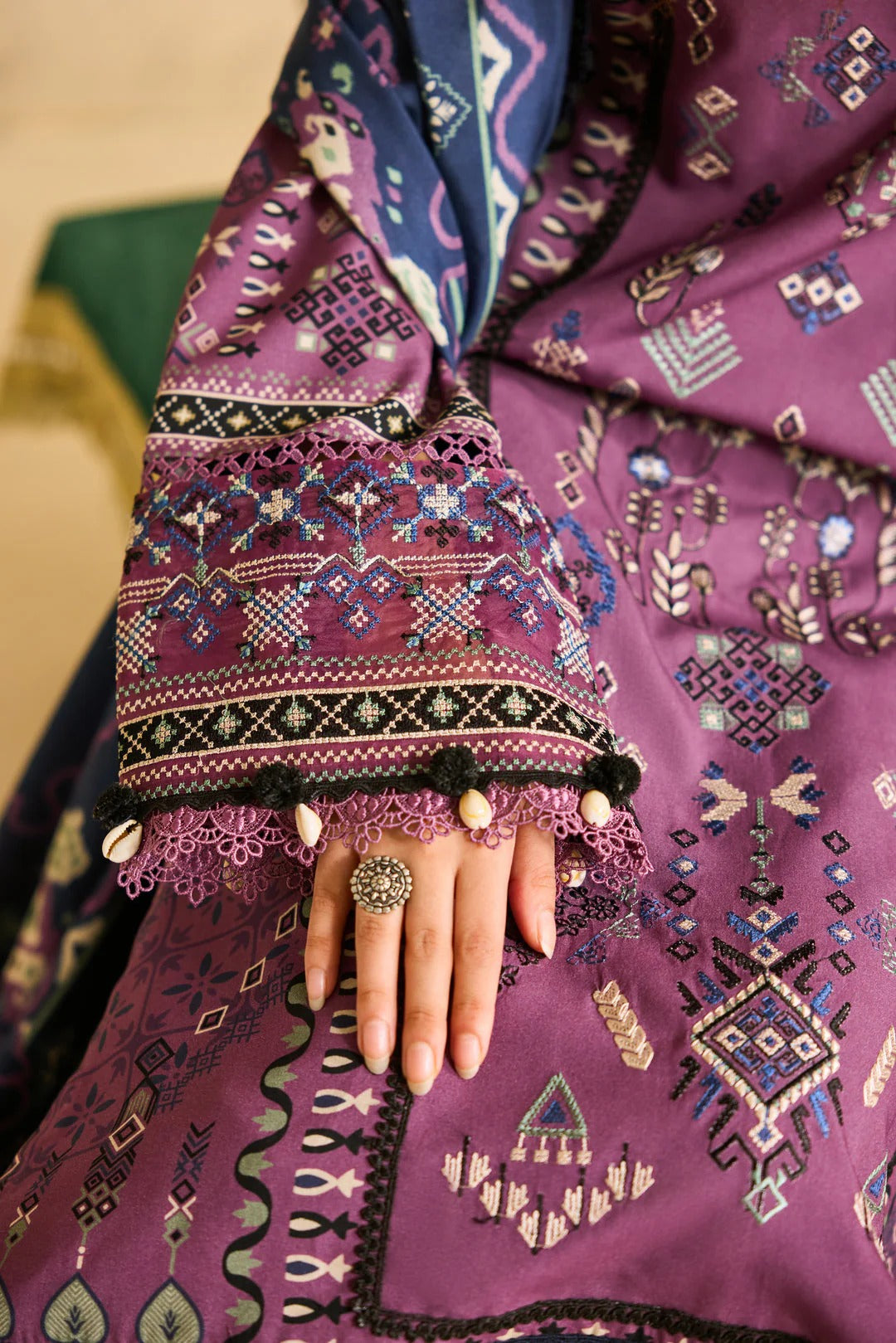 Florent one-nation Digital Printed Embroidered 3 piece stitched suit FON - 5B