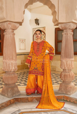 Chiffon 3 Piece Embroidered Hayat Karma Collection GOLDENROD F-492