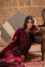 Florent shades-of-winter 3 piece stitched suit Embroidered Shirt With Embroidered Shawl FWS - 1B