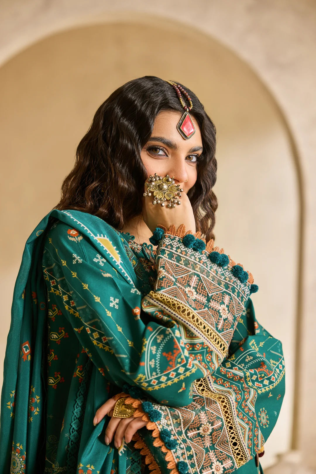 Florent one-nation Digital Printed Embroidered 3 piece stitched suit FON - 1B