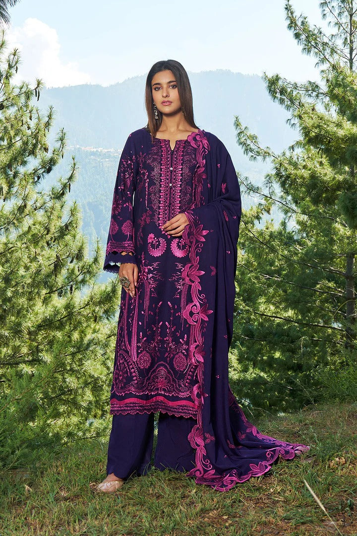 Reet By Ramsha - Three piece embroidered karandi suits with embroidered karandi shawls stitched & embellished | Original Ramsha Karandi Collection 2025 | R-1305