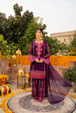 Chiffon 3 Piece Embroidered Hayat Karma Collection MAGENTA F-494