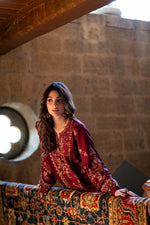 Florent shades-of-winter 3 piece stitched suit Embroidered Shirt With Embroidered Shawl FWS - 1B