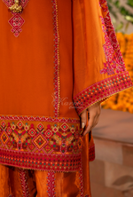 Chiffon 3 Piece Embroidered Hayat Karma Collection PUMPKIN F-494