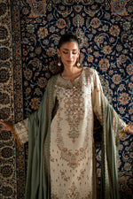 Florent shades-of-winter 3 piece stitched suit Embroidered Shirt With Embroidered Shawl FWS - 1A