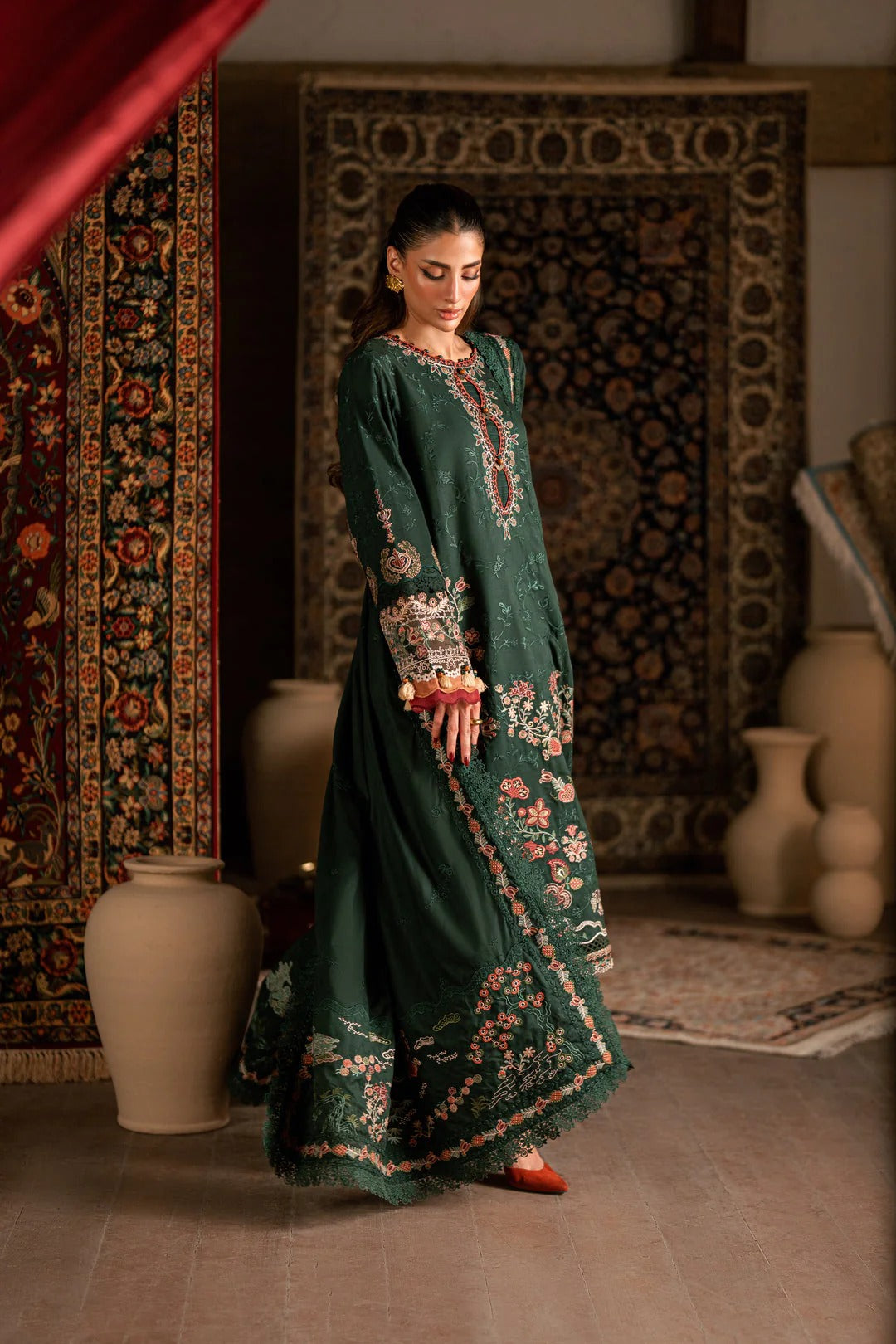 Florent shades-of-winter 3 piece stitched suit Embroidered Shirt With Embroidered Shawl FWS - 7B