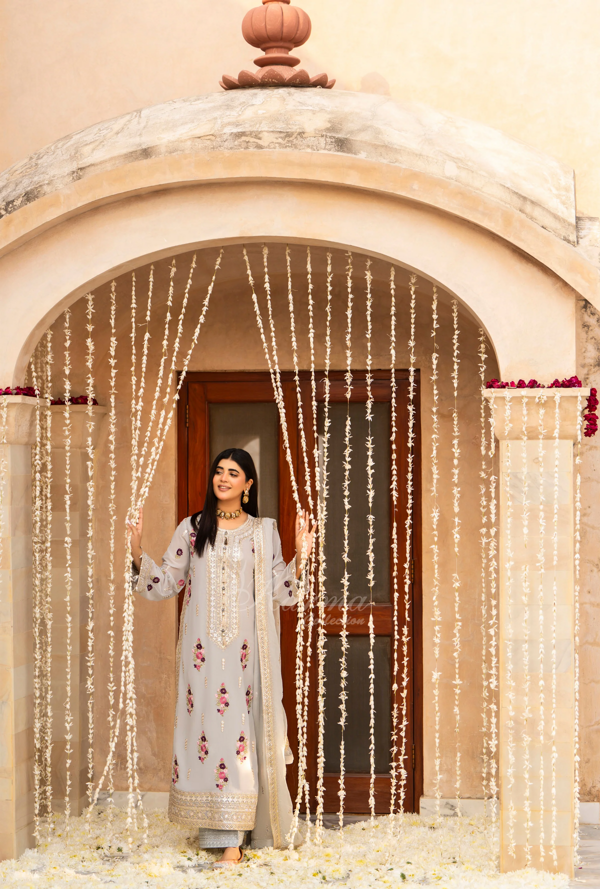 Chiffon 3 Piece Embroidered Hayat Karma Collection GLACIER BLUE F-496