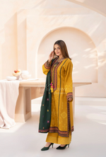 Winter Luxury 3 Piece Embroidered Mishaal Karma CollectionMUSTARD GOLD SKU:KC-1535