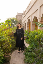 Chiffon 3 Piece Embroidered Hayat Karma Collection DARK RAVEN F-497