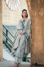 Florent shades-of-winter 3 piece stitched suit Embroidered Shirt With Embroidered Shawl FWS - 8A