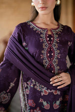 Florent shades-of-winter 3 piece stitched suit Embroidered Shirt With Embroidered Shawl FWS - 7A