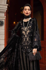 Maria B velvet Embroidered 3 piece suit | AL-4173 Black